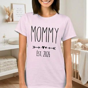 Camiseta Diseño de Letra Alto Año Mamá Rosa Pálido