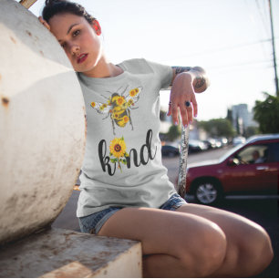 Camiseta Diseño de letras de girasoles inspiradores Sé amab