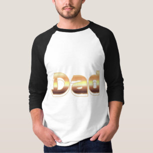 Camiseta Diseño de letras de papá en dorado metálico negrit