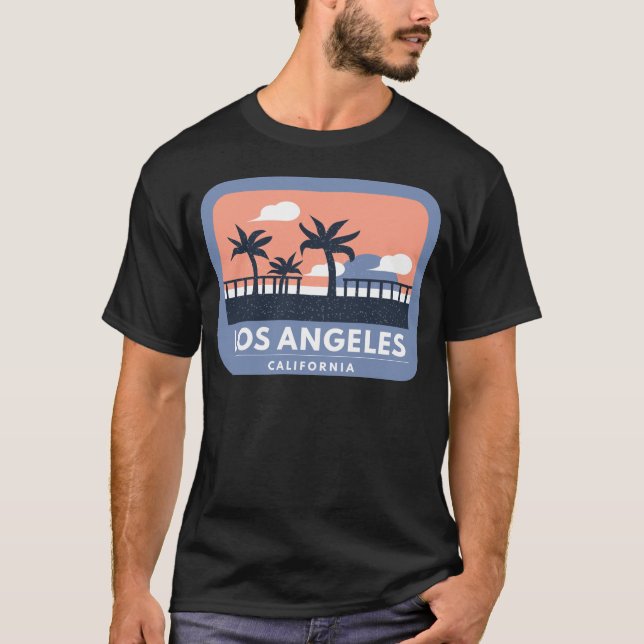 Camiseta Diseño de líneas aéreas retro de California en Los (Anverso)