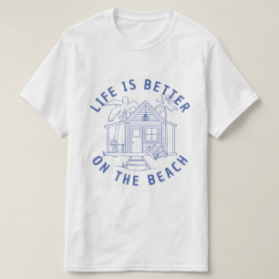 Camiseta Diseño de líneas de líneas de palmas de cabaña de