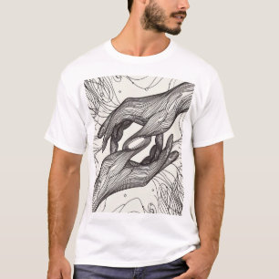 Camiseta Diseño de líneas de mano abstractas