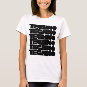Camiseta diseño de logo de tipografía negrita Techno