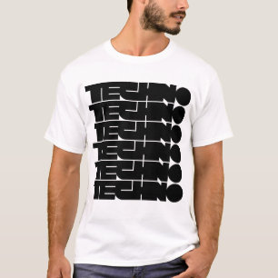 Camiseta diseño de logo de tipografía negrita Techno