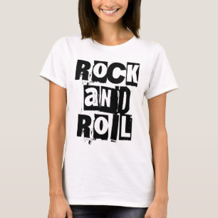 Camiseta Diseño de logotipo audaz y desgastado de Rock and