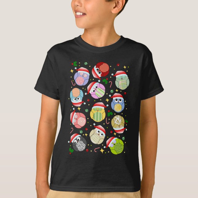 Camiseta Diseño de los búhos del navidad (Anverso)