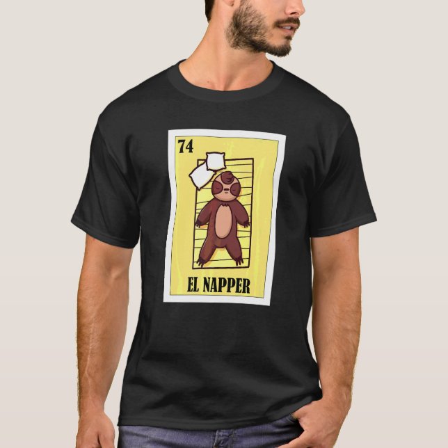 Camiseta Diseño de lotería durmiente Lotería mexicana El Na (Anverso)