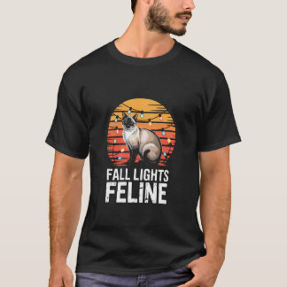 Camiseta Diseño de Luces de Gato Siames de Otoño - Luces de