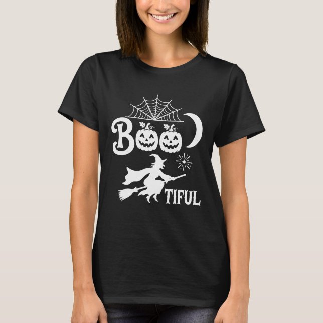Camiseta Diseño de luna de bruja de Halloween Bootiful_1 (Anverso)