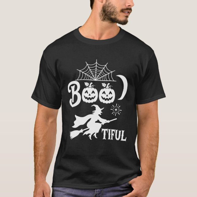Camiseta Diseño de luna de bruja de Halloween Bootiful_1 (Anverso)