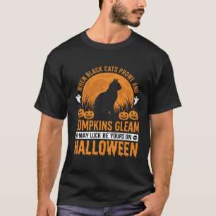 Camiseta Diseño de Luna de Calabaza de Gato Negro de Hallow