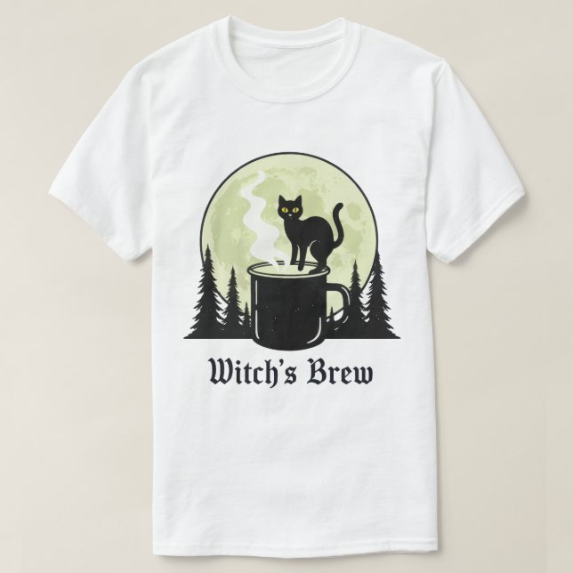 Camiseta Diseño de luna de gato negro de bruja (Diseño del anverso)