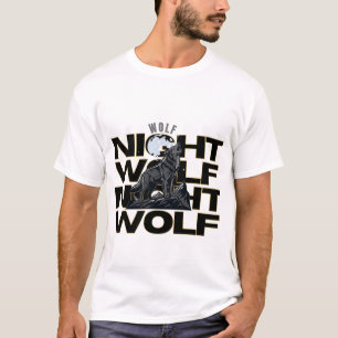 Camiseta Diseño de Luna de Lobo Aullando en Noche de Lobo