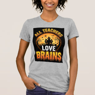 Camiseta Diseño de luna de terror cerebros de zombi de prof