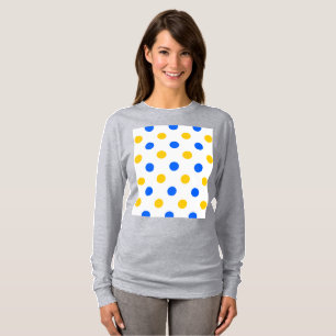 Camiseta Diseño de lunares blancos azul amarillo