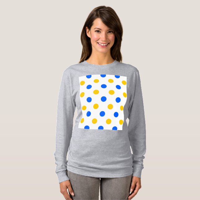 Camiseta Diseño de lunares blancos azul amarillo (Anverso completo)