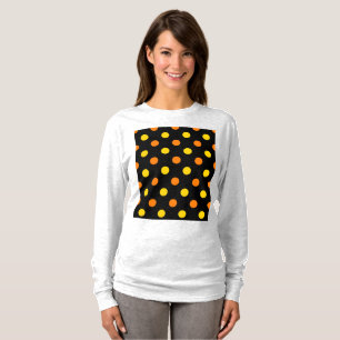 Camiseta Diseño de lunares naranjas y amarillos sobre negro