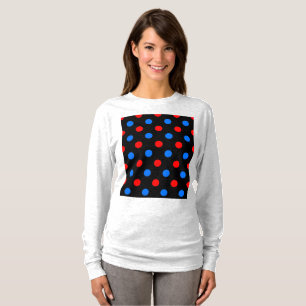 Camiseta Diseño de lunares rojos y azules negros