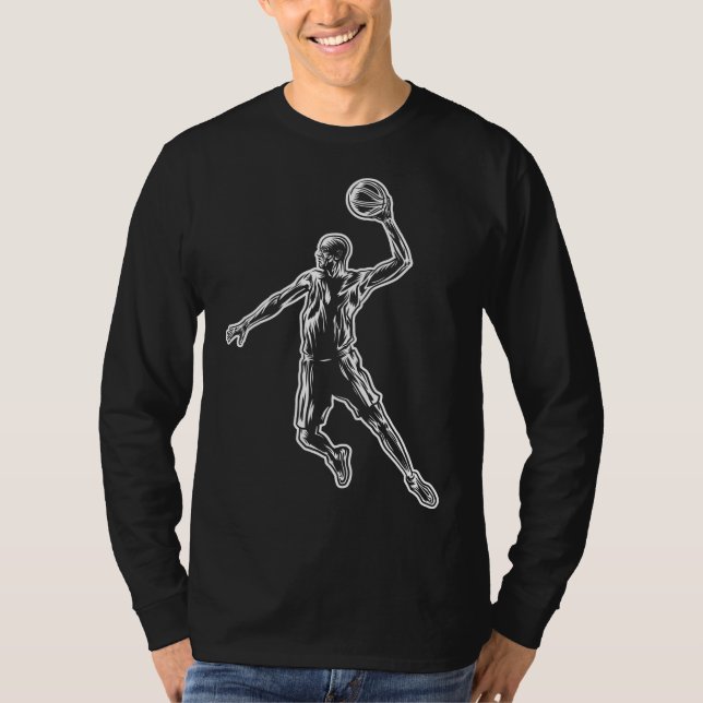 Camiseta Diseño de luz de clavada de jugador de baloncesto (Anverso)