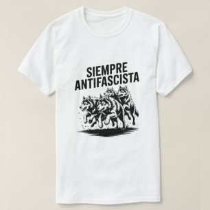 Camiseta Diseño de Manada de Lobos Siempre Antifascista Ant