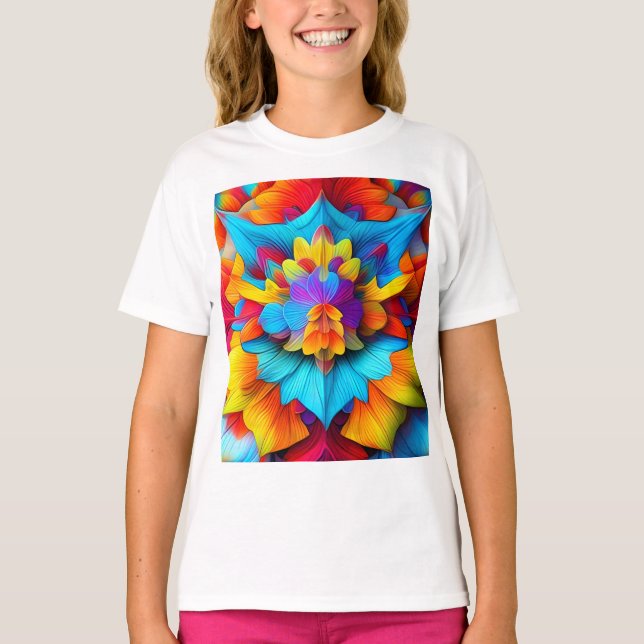 Camiseta Diseño de Mandala floral colorida (Anverso)