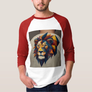 Camiseta Diseño de manga con logo de león geométrico para s