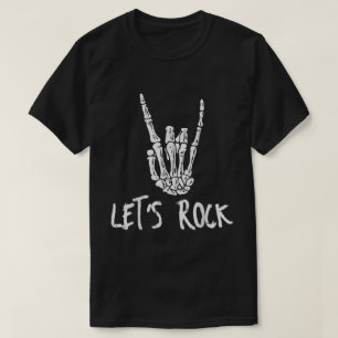 Camiseta Diseño de Mano de Esqueleto Let's Rock