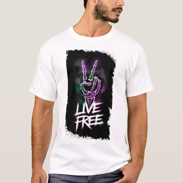 Camiseta "Diseño de mano de neón libre en vivo" (Anverso)