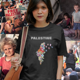 Camiseta Diseño de mapa floral de Palestina | Pro Palestina
