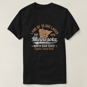 Camiseta Diseño de mapa vintage de Minnesota, tierra de 10,