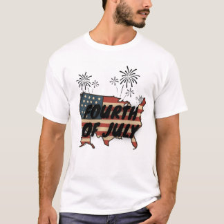 Camiseta Diseño de mapa vintage patriótico del 4 de julio d