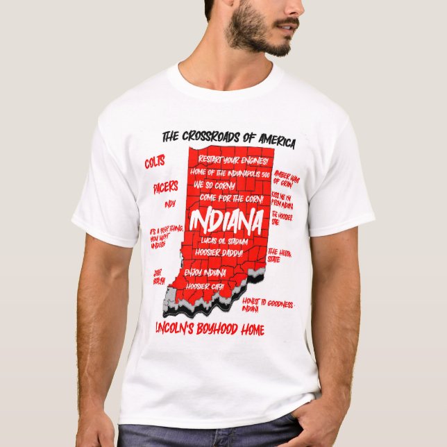 Camiseta Diseño de mapas de Indiana en 3D (Anverso)