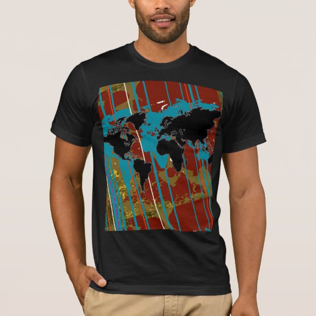 Camiseta diseño de mapas de mundo artístico (Anverso)