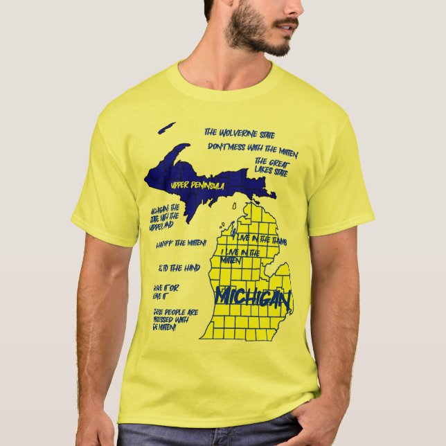 Camiseta Diseño de mapas divertidos de Michigan (Anverso)