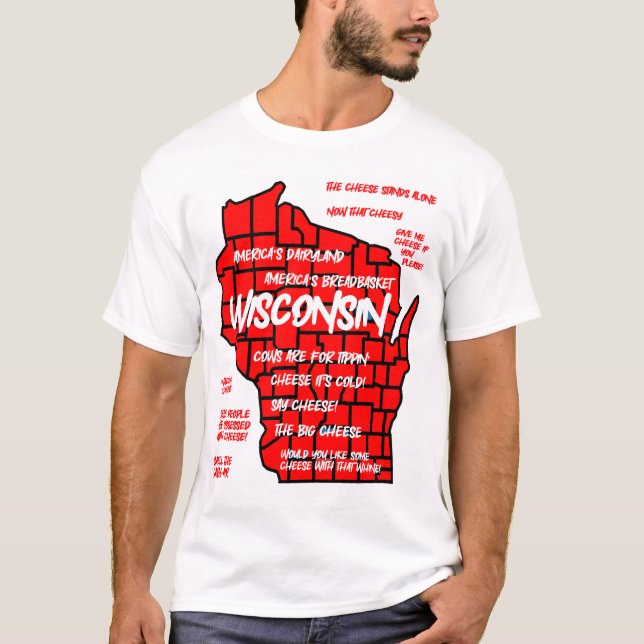 Camiseta Diseño de mapas divertidos de Wisconsin (Anverso)