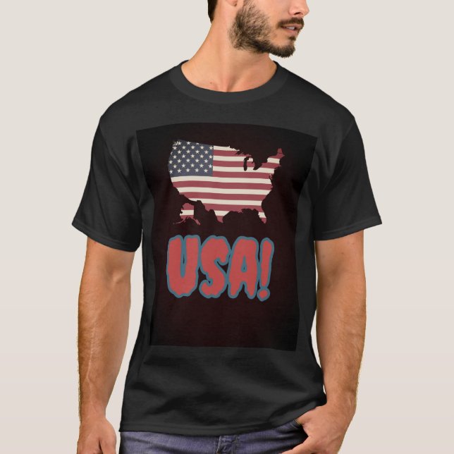 Camiseta Diseño de mapas patrióticos de EE.UU. con letras e (Anverso)