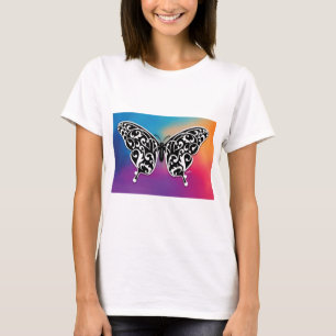 Camiseta Diseño de mariposa con colores de puesta de sol