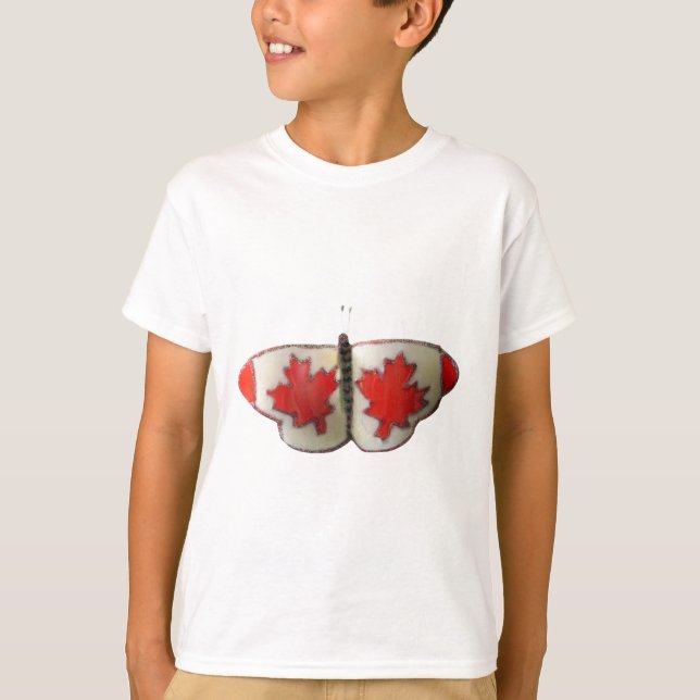 Camiseta Diseño de mariposa de bandera canadiense (Anverso)