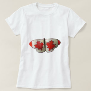 Camiseta Diseño de mariposa de bandera canadiense