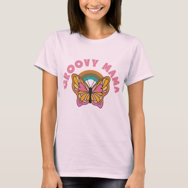 Camiseta Diseño de mariposa retro Groovy mama (Anverso)