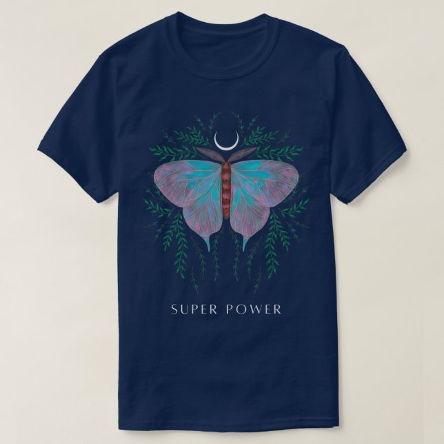 Camiseta Diseño de mariposa y SUPER POWER ilustracion (Diseño del anverso)
