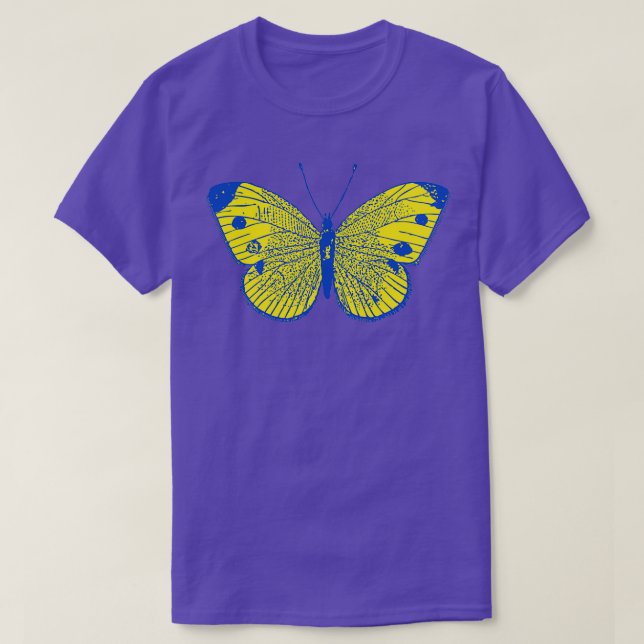 Camiseta Diseño de mariposas azules y amarillas (Diseño del anverso)