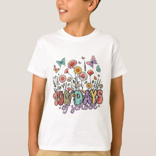 Camiseta Diseño de mariposas de jardín escolar Vintage 100