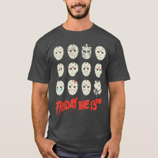 Camiseta Diseño de máscaras de Halloween del viernes 13 ami