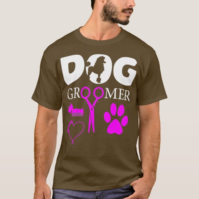Camiseta Diseño de Mascota de Perro Groomer Cute con kit de (Anverso)