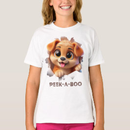 Camiseta Diseño de mascota estilo Peek-A-boo 3d para chicas