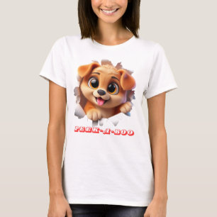 Camiseta Diseño de mascota Peek-A-Boo 3d para mujeres