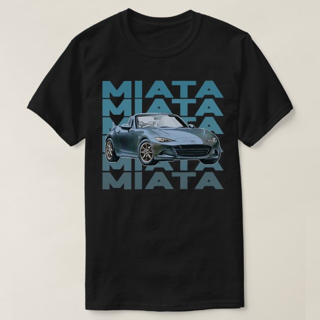 Camiseta Diseño de Mazda Miata Blue Retro Style Sunset (Diseño del anverso)