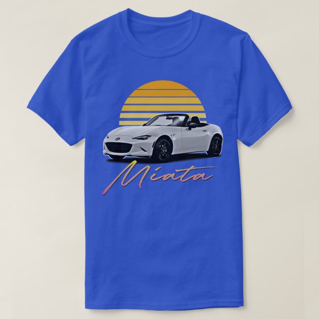 Camiseta Diseño de Mazda Miata Retro Blanco Estilo Sunset (Diseño del anverso)