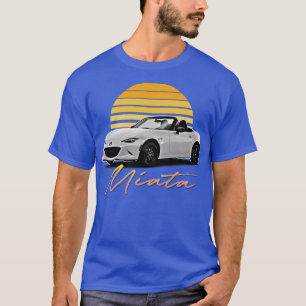 Camiseta Diseño de Mazda Miata Retro Blanco Estilo Sunset